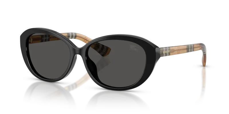 แว่นกันแดด Burberry BE4507D-416187 Black Dark Grey แว่นกันแดด Burberry BE4507D-416187 มุมเฉียง สีดำ สำหรับผู้หญิง