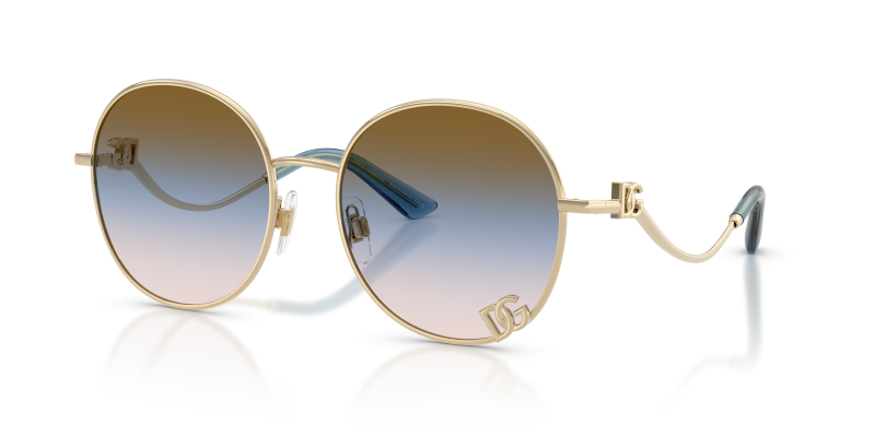 Dolce & Gabbana DG2324 488/U6 แว่นกันแดดสีทองอ่อน เลนส์ไล่สีชมพู-ฟ้า สำหรับผู้หญิง