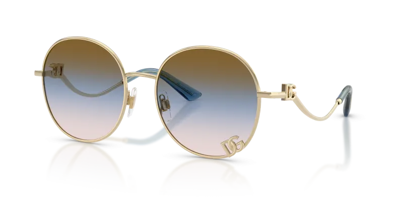 แว่นกันแดด Dolce & Gabbana DG2324 488/U6 Pale Gold Pink Blue Brown Dolce & Gabbana DG2324 488/U6 แว่นกันแดดสีทองอ่อน เลนส์ไล่สีชมพู-ฟ้า สำหรับผู้หญิง