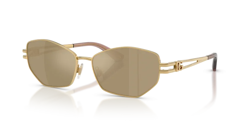 แว่นกันแดด Dolce & Gabbana DG2338-02/03 Gold Clear Mirror Real Yellow Gold แว่นกันแดด Dolce & Gabbana DG2338-02/03 มุมเฉียง สีทอง สำหรับผู้หญิง