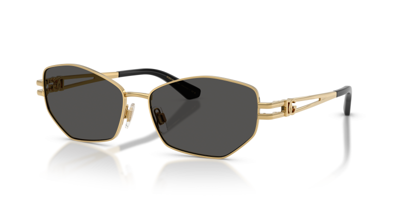 แว่นกันแดด Dolce & Gabbana DG2338-02/87 มุมเฉียง สีทอง สำหรับผู้หญิง