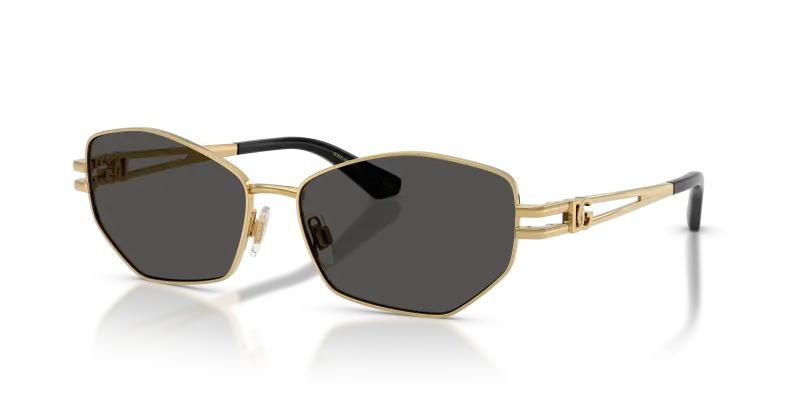 แว่นกันแดด Dolce & Gabbana DG2338-02/87 มุมเฉียง สีทอง สำหรับผู้หญิง