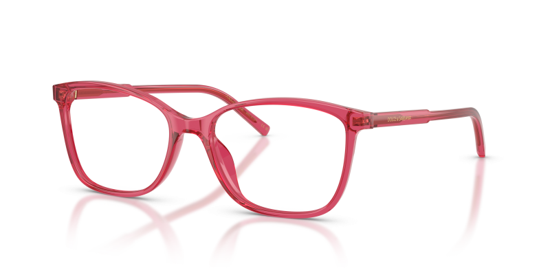 แว่นสายตา Dolce & Gabbana DG3424-1754 มุมเฉียง สีเชอร์รี่โปร่งใส สำหรับผู้หญิง