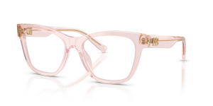แว่นสายตา Dolce & Gabbana DG3430-3148 มุมเฉียง สีชมพูโปร่งใส สำหรับผู้หญิง