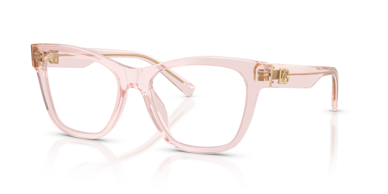 แว่นสายตา Dolce & Gabbana DG3430-3148 มุมเฉียง สีชมพูโปร่งใส สำหรับผู้หญิง