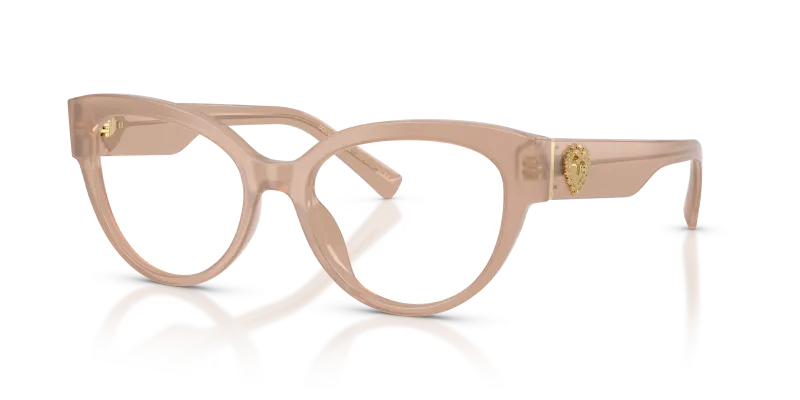 กรอบแว่นสายตา Dolce & Gabbana DG3440-3042 Opal Brown แว่นสายตา Dolce & Gabbana DG3440-3042 มุมเฉียง สีน้ำตาลโอปอล สำหรับผู้หญิง