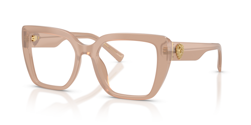 กรอบแว่นสายตา Dolce & Gabbana DG3441-3042 Opal Brown แว่นสายตา Dolce & Gabbana DG3441-3042 มุมเฉียง สีน้ำตาลโอปอล สำหรับผู้หญิง