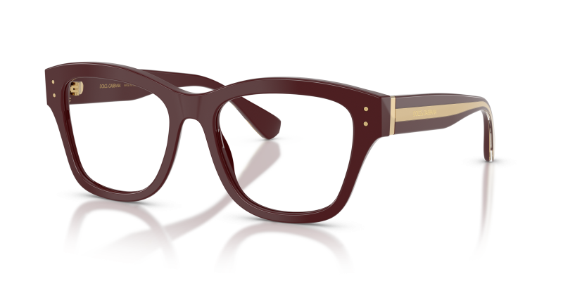 กรอบแว่นสายตา Dolce & Gabbana DG3449-3091 Bordeaux แว่นสายตา Dolce & Gabbana DG3449-3091 มุมเฉียง สีบอร์โด สำหรับผู้หญิง