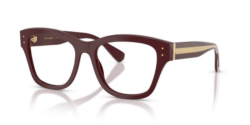 แว่นสายตา Dolce & Gabbana DG3449-3091 มุมเฉียง สีบอร์โด สำหรับผู้หญิง