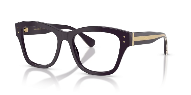 กรอบแว่นสายตา Dolce & Gabbana DG3449-3501 Aubergine แว่นสายตา Dolce & Gabbana DG3449-3501 มุมเฉียง สีมะเขือม่วง สำหรับผู้หญิง