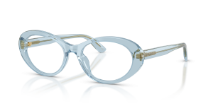 แว่นสายตา Dolce & Gabbana DG3450-3134 มุมเฉียง สีฟ้าอ่อนโปร่งใส สำหรับผู้หญิง