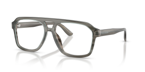 แว่นสายตา Dolce & Gabbana DG3452-3479 มุมเฉียง เทาโปร่งใสบนลายทางสีเทา สำหรับผู้ชาย