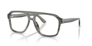 แว่นสายตา Dolce & Gabbana DG3452-3479 มุมเฉียง เทาโปร่งใสบนลายทางสีเทา สำหรับผู้ชาย