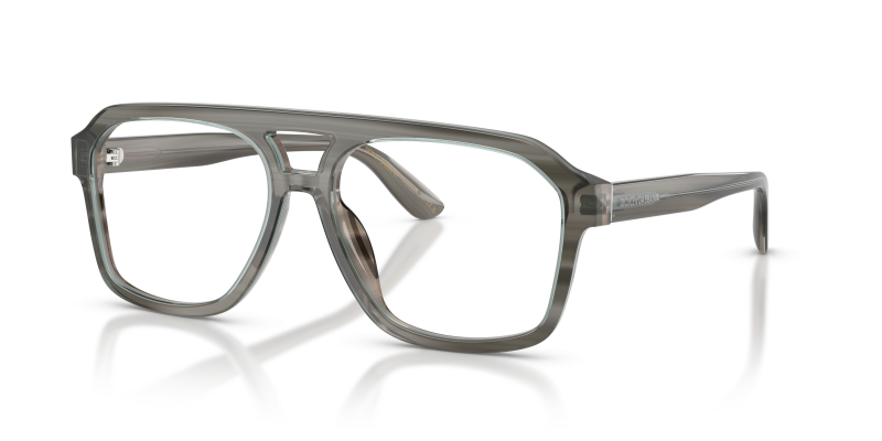 กรอบแว่นสายตา Dolce & Gabbana DG3452-3479 Transp Grey on Striped Grey แว่นสายตา Dolce & Gabbana DG3452-3479 มุมเฉียง เทาโปร่งใสบนลายทางสีเทา สำหรับผู้ชาย