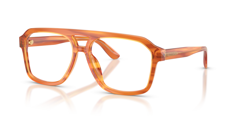 กรอบแว่นสายตา Dolce & Gabbana DG3452-3483 Transp Camel on Striped Ginger แว่นสายตา Dolce & Gabbana DG3452-3483 มุมเฉียง น้ำตาลสีอูฐโปร่งใสบนสีขิงลายทาง สำหรับผู้ชาย