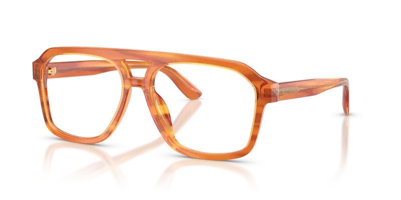 กรอบแว่นสายตา Dolce & Gabbana DG3452-3483 Transp Camel on Striped Ginger แว่นสายตา Dolce & Gabbana DG3452-3483 มุมเฉียง น้ำตาลสีอูฐโปร่งใสบนสีขิงลายทาง สำหรับผู้ชาย