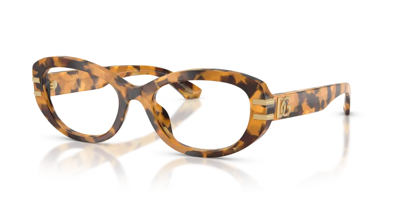 แว่นสายตา Dolce & Gabbana DG3455-3496 มุมเฉียง สีฮาวานาเหลือง สำหรับผู้หญิง