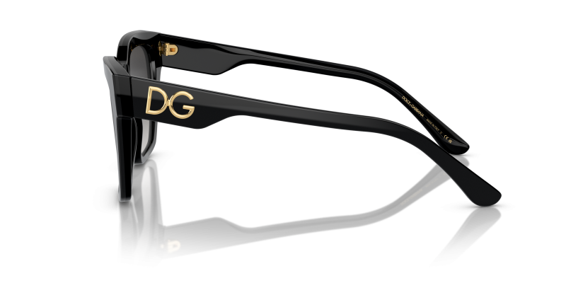 แว่นกันแดด Dolce & Gabbana DG4384 501/8G มุมข้าง ทรงสี่เหลี่ยมจัตุรัส ขาแว่นสลักโลโก้ DG