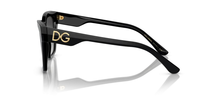 แว่นกันแดด Dolce & Gabbana DG4384 501/8G มุมข้าง ทรงสี่เหลี่ยมจัตุรัส ขาแว่นสลักโลโก้ DG