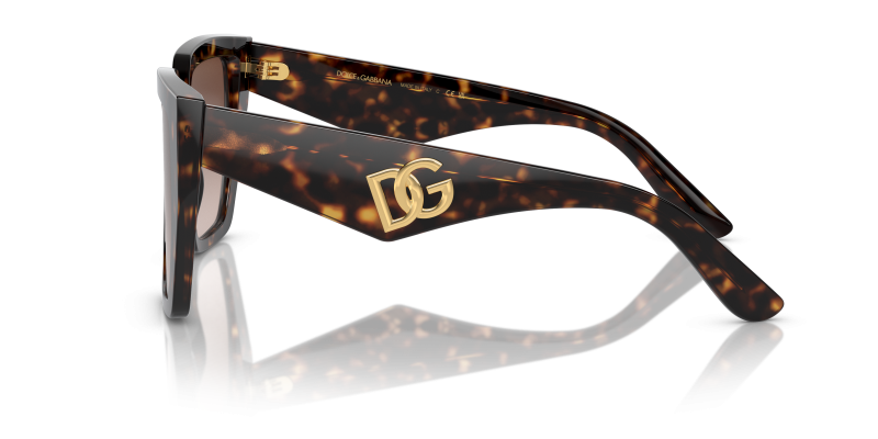 แว่นกันแดด Dolce & Gabbana DG4438F 502/13 มุมข้าง ทรงสี่เหลี่ยมจัตุรัสลายฮาวานา