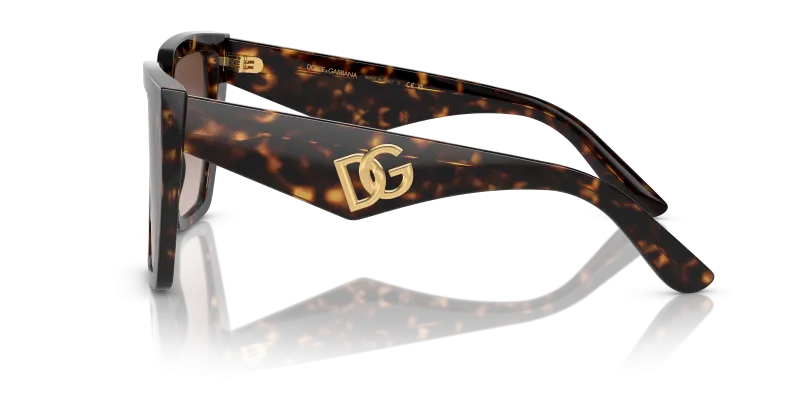 แว่นกันแดด Dolce & Gabbana DG4438F 502/13 มุมข้าง ทรงสี่เหลี่ยมจัตุรัสลายฮาวานา