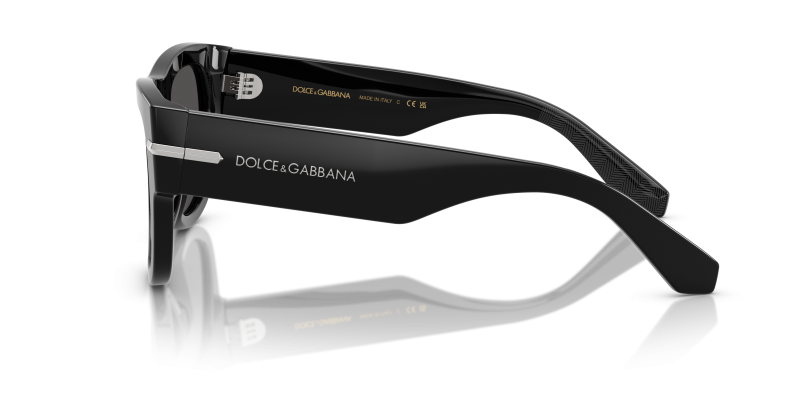 แว่นกันแดด Dolce & Gabbana DG4484F 501/87 มุมข้าง ทรงเหลี่ยมดำเรียบ
