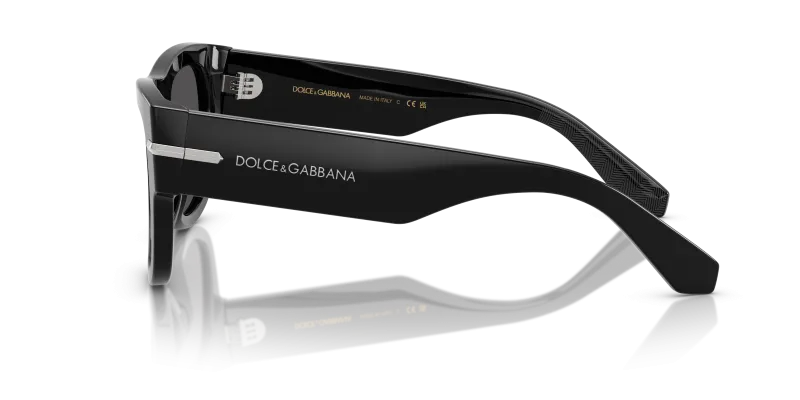 แว่นกันแดด Dolce & Gabbana DG4484F 501/87 มุมข้าง ทรงเหลี่ยมดำเรียบ