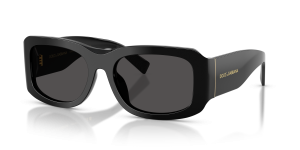 Dolce & Gabbana DG4503 501/87 แว่นกันแดดทรงสี่เหลี่ยมผืนผ้าดำเงา ผู้ชาย