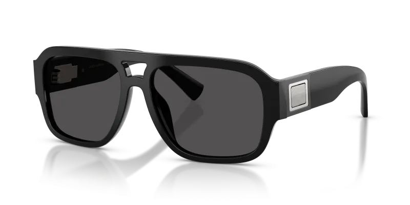Dolce & Gabbana DG4506 501/87 แว่นกันแดดทรงนักบินไซซ์ XXL ดำเงา ผู้ชาย