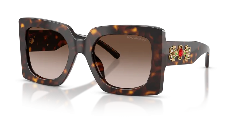 แว่นกันแดด Dolce & Gabbana DG4525B 502/13 Havana Gradient Brown Dolce & Gabbana DG4525B 502/13 แว่นกันแดดฮาวานาลายเต่าประดับคริสตัล ผู้หญิง
