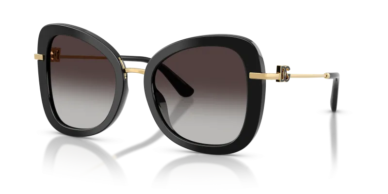 แว่นกันแดด Dolce & Gabbana DG4535 501/8G Black Grey Gradient Dolce & Gabbana DG4535 501/8G แว่นกันแดดทรงผีเสื้อขาแว่นโลหะทอง ผู้หญิง