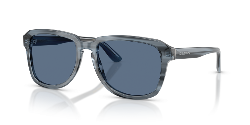 แว่นกันแดด Dolce & Gabbana DG4566-348280 มุมเฉียง น้ำเงินโปร่งใสบนลายทางสีน้ำเงิน สำหรับผู้ชาย