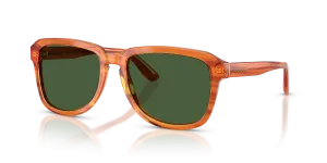 แว่นกันแดด Dolce & Gabbana DG4566-34839A มุมเฉียง น้ำตาลสีอูฐโปร่งใสบนสีขิงลายทาง สำหรับผู้ชาย