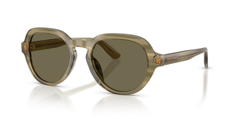 แว่นกันแดด Dolce & Gabbana DG4567-3480/3 Transp Green on Striped Green Brown แว่นกันแดด Dolce & Gabbana DG4567-3480/3 มุมเฉียง เขียวโปร่งใสบนสีเขียวลายทาง สำหรับผู้ชาย
