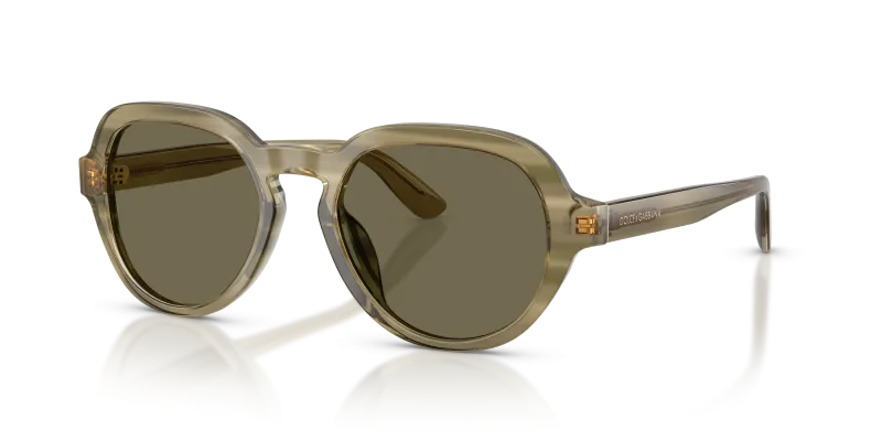 แว่นกันแดด Dolce & Gabbana DG4567-3480/3 Transp Green on Striped Green Brown แว่นกันแดด Dolce & Gabbana DG4567-3480/3 มุมเฉียง เขียวโปร่งใสบนสีเขียวลายทาง สำหรับผู้ชาย