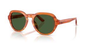 แว่นกันแดด Dolce & Gabbana DG4567-348371 มุมเฉียง น้ำตาลสีอูฐโปร่งใสบนสีขิงลายทาง สำหรับผู้ชาย