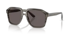 แว่นกันแดด Dolce & Gabbana DG4568-347987 มุมเฉียง เทาโปร่งใสบนลายทางสีเทา สำหรับผู้ชาย