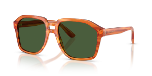 แว่นกันแดด Dolce & Gabbana DG4568-34839A มุมเฉียง น้ำตาลสีอูฐโปร่งใสบนสีขิงลายทาง สำหรับผู้ชาย