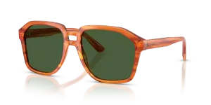 แว่นกันแดด Dolce & Gabbana DG4568-34839A มุมเฉียง น้ำตาลสีอูฐโปร่งใสบนสีขิงลายทาง สำหรับผู้ชาย