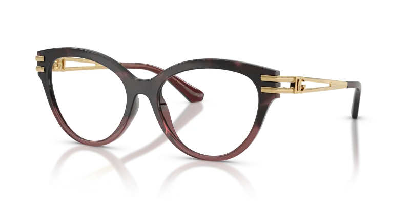 แว่นสายตา Dolce & Gabbana DG5116-3493 มุมเฉียง สีฮาวานาเบอร์กันดีไล่ระดับ สำหรับผู้หญิง