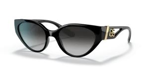 Dolce & Gabbana DG6146 501/8G แว่นกันแดดทรงตาแมวสีดำไล่เทา สำหรับผู้หญิง