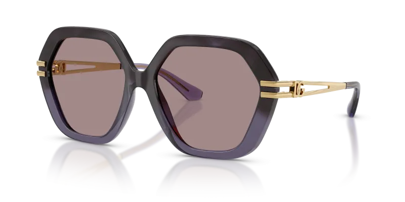 แว่นกันแดด Dolce & Gabbana DG6210-3494LA มุมเฉียง สีฮาวาน่าม่วงไล่ระดับ สำหรับผู้หญิง