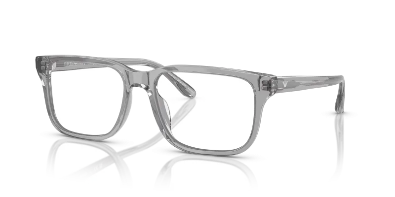 กรอบแว่นสายตา Emporio Armani EA3250U-6202 Shiny Transparent Grey Emporio Armani EA3250U 6202 แว่นสายตาสีเทาโปร่งใสประกาย สำหรับผู้ชาย