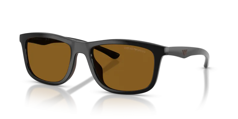 แว่นกันแดด Emporio Armani EA4277U-501783 Shiny Black Dark Brown Polarized แว่นกันแดด Emporio Armani EA4277U-501783 มุมเฉียง สีดำประกาย สำหรับผู้ชาย