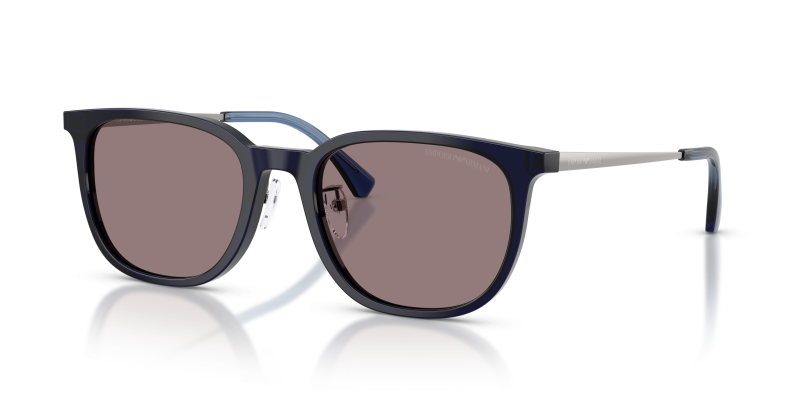 แว่นกันแดด Emporio Armani EA4286D-53587N น้ำเงินโปร่งใสประกาย เลนส์สีม่วงเข้ม มุมสามส่วนสี่