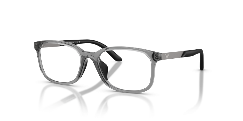 กรอบแว่นสายตา Emporio Armani EK3008U-6491 Shiny Transparent Grey แว่นสายตา Emporio Armani EK3008U-6491 มุมเฉียง สีเทาโปร่งใสประกาย สำหรับเด็กผู้ชาย