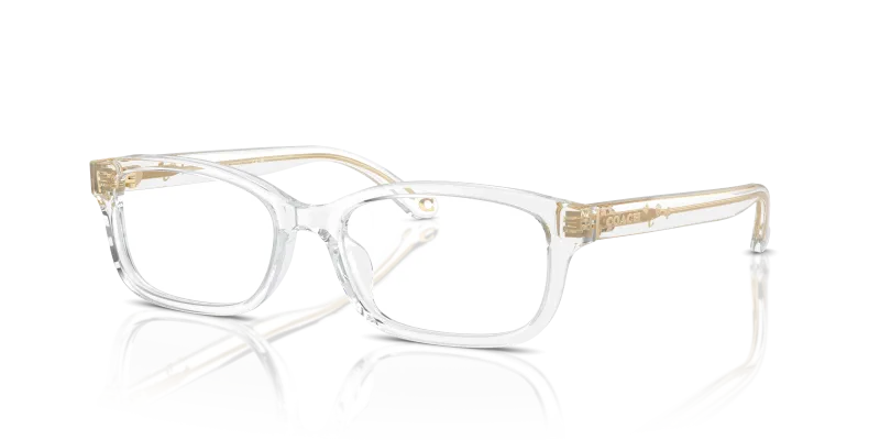 กรอบแว่นสายตา Coach HC6233U-5111 Transparent Clear Coach HC6233U-5111 5111 แว่นสายตาทรงสี่เหลี่ยมผืนผ้าใสประกาย สำหรับผู้หญิง