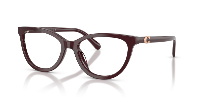 กรอบแว่นสายตา Coach HC6304U-5970 Transparent Dark Cherry แว่นสายตา Coach HC6304U-5970 สีเชอร์รี่เข้มโปร่งใส มุมสามส่วนสี่