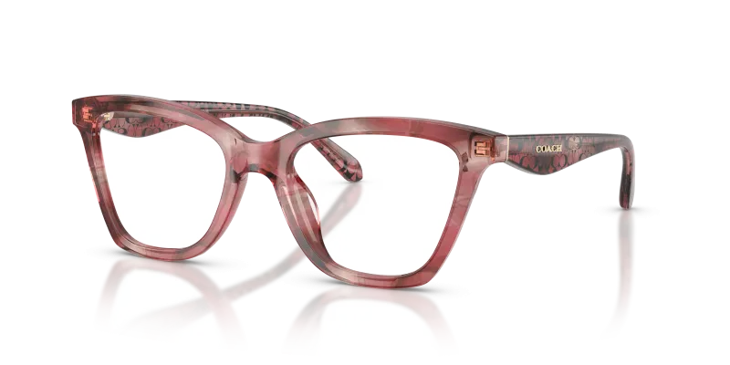 กรอบแว่นสายตา Coach HC6306U-5964 Rose Watercolor แว่นสายตา Coach HC6306U-5964 สีกุหลาบสไตล์สีน้ำ มุมสามส่วนสี่
