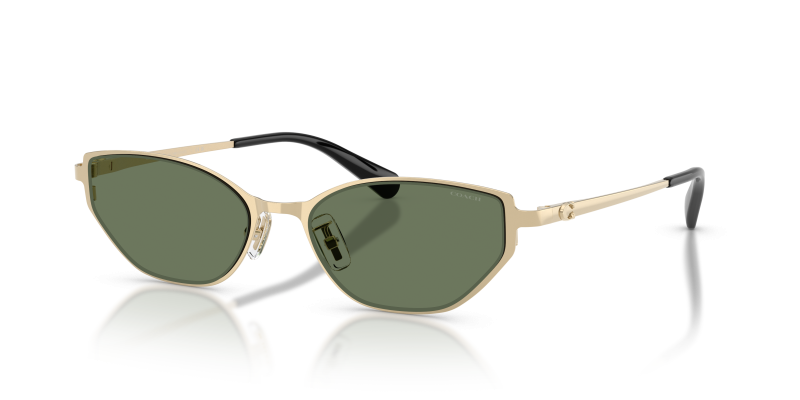 แว่นกันแดด Coach HC7196D-942982 Shiny Light Gold Green Solid แว่นกันแดด Coach HC7196D-942982 เลนส์สีเขียวสด มุมสามส่วนสี่